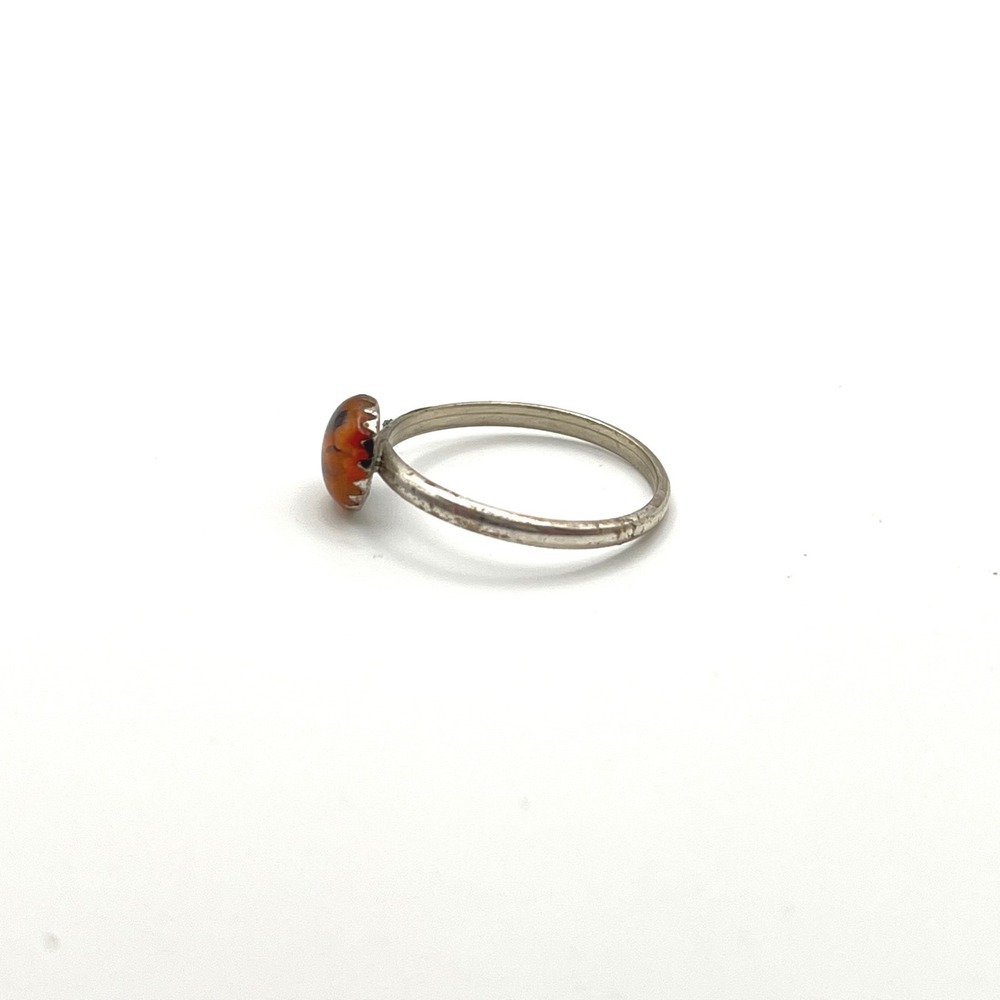Vintage‎ Style Tortoise Shell Cabochon Ring Silver Tone Band Size 4.5 Small - Picture 4 of 6